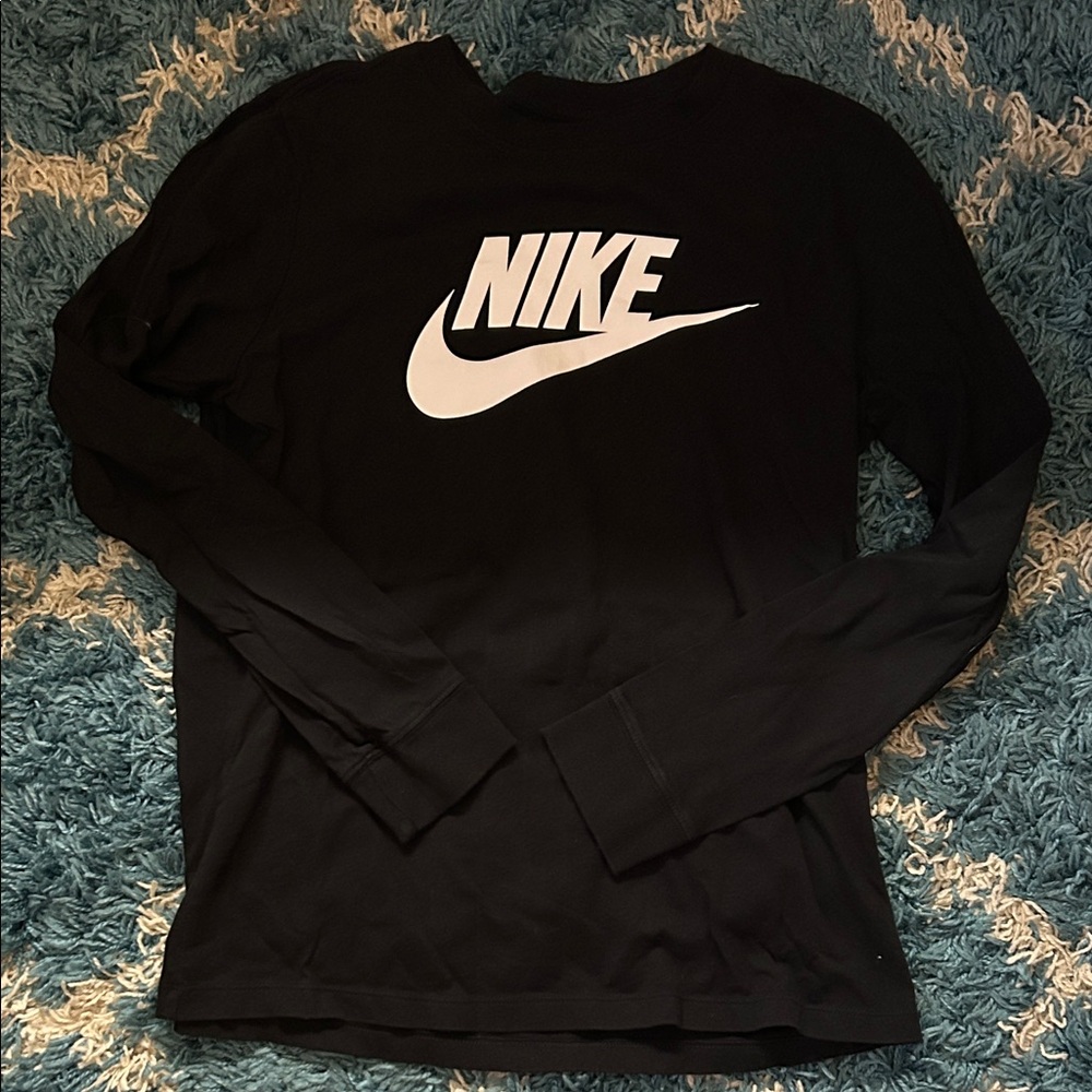 Nike Black Long Sleeve Tee with White Logo